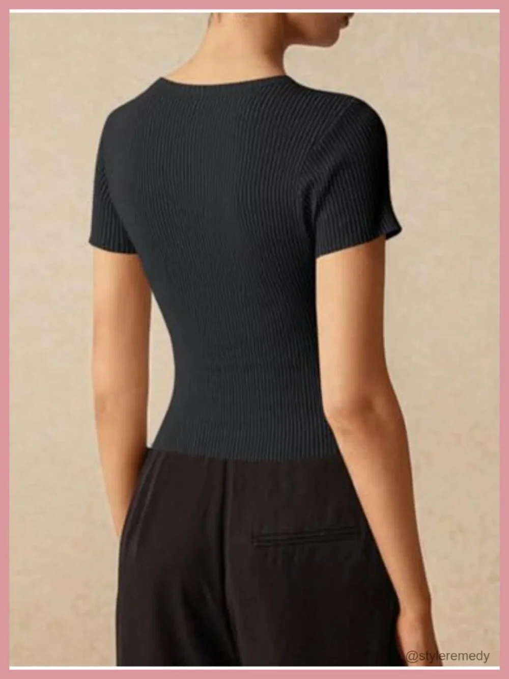 Short Sleeve Button Down Cropped Cardigan - Slim Fit Ribbed Knit Summer Top
